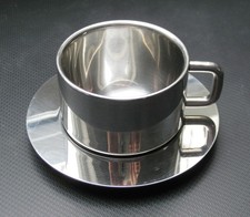 2 Espresso- / Cappuccinotassen aus Edelstahl, doppelwandig  