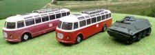 Espewe H0 KONVOLUT 2x Skoda S 706 RTO Lux Bus + SPW 60 PB Spähpanzerwagen DDR