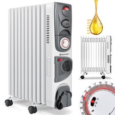 RETOURE Ölradiator Elektrische Heizung  2500W Öl Radiator 11Rippen Lüfter Timer 