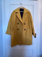 Damen Mantel Wollmantel Senfgelb Oversize Doppelreiher Gr. S H&M