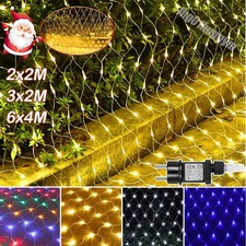 LED Lichtervorhang Lichternetz Lichterkette Außen Weihnachtsdeko Warmweiß Timer