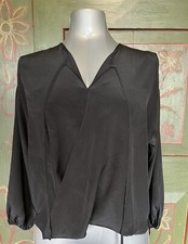 2x getragen UVP: 179€ Seiden-Bluse M SINGLE schwarz Tunika bequem Designer Luxus