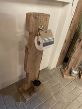 Toilettenpapier Ständer Mit Bürste Eiche Massiv Messing Farben  