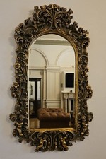 Barockspiegel mit Putten – Goldfarbener Rahmen – Rokoko Stil – 66×116 cm