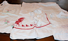 3 Halbschürzen Stickerei weiß Blumen Hahn + Küken Schürzen mit Bindeband HB00187