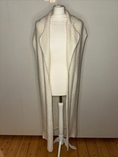 Lange Weste Strickjacke Bouclé Wolle von Mango Suit Creme Neu