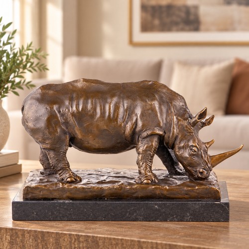 Bronze skulptur nashorn der - skulptur,