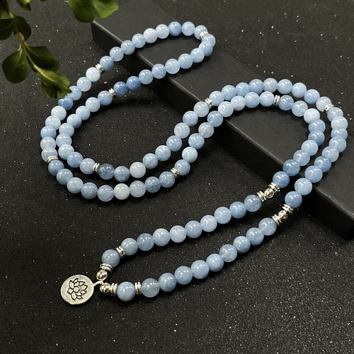 Aquamarin mala kette armband - aquamarin,