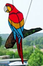 Bleiverglasung Fensterbild / Suncatcher "Facetten- Ara" in Tiffany-Technik 