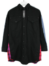 Diesel Jacke Herren Klein Übergröße Denim Kariert Hemd Knöpfe Kragen Taschen