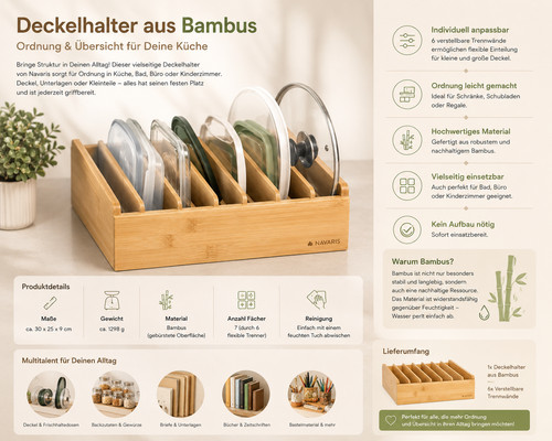 Navaris deckelhalter bambus - navaris,