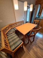 Eckbank mit Tisch und 2 Stühlen Massivholz Buche