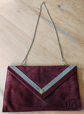 Handtasche Wildleder, Weinrot/grau, ca. 29x17,5x1cm