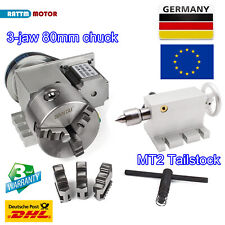 『DE』80mm Drehachse 4th Achse CNC Rotary 4th-axis AAxis 3-jaw chuck+MT2 Tailstock