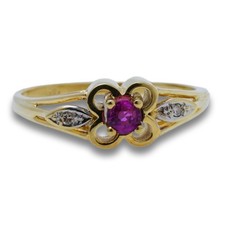 Ring 585 Gold 14 Kt Gelbgold Weißgold Diamant Rubin Damen Wert 700,-