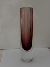 Schwere massive Glasvase Danish Design dicker transparenter Boden 60er