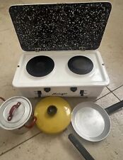 Heiliger Kinder Koch Herd elektrisch Vintage Emaille 50er/ 60er mit Töpfen