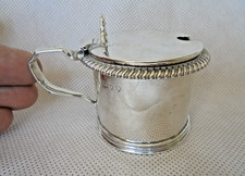 SCHWERER VIKTORIANISCHER LONDON 1891 TROMMEL MASSIV / STERLINGSILBER SENFTOPF