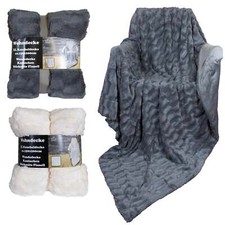 XL Wohndecke Kuscheldecke Felloptik Kaninchen Größe 200 x 150cm Wendedecke