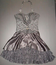 Corsagen Minikleid schwarz Brokat Trägerlos Gothic Steampunk Larp Cosplay S