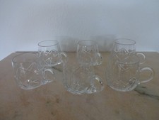 6x Kristall Bowle Gläser Henkel Glas klar Retro Vintage 70er Jahre TOP