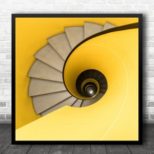 Architektur Gelb Abstrakt Muster Linien Treppe Spirale Quadrat Wandkunstdruck