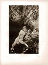 Max Klinger  " Nymphe und Faun " - Original Kupferdruck von 1910