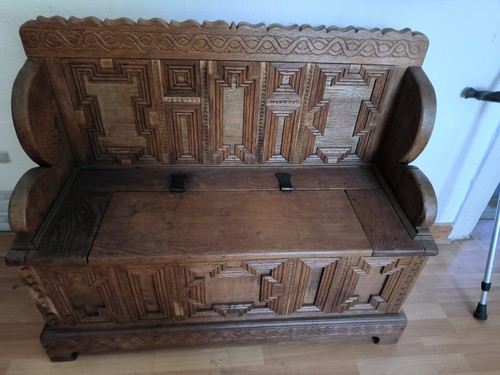 Truhenbank aus eiche antik - truhenbank,
