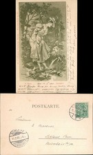 Ansichtskarte  Künstlerkarte Frau - Kneippkur 1901  Stempel Pommern Schlawe