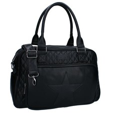 Große Schwarze Baby Wickeltasche | Kunstleder | mit Wickelunterlage