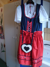 Karneval/Fasching,Spieht&Wensky, Dirndl komplett, rot/weiß/blau,Gr42,neuwertig