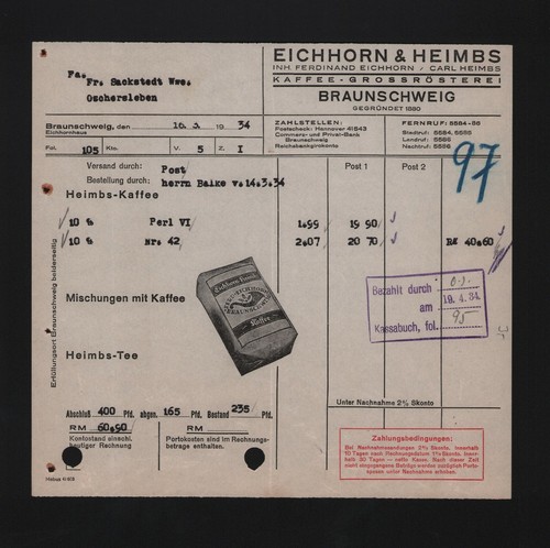 Braunschweig rechnung 1934 - braunschweig,,