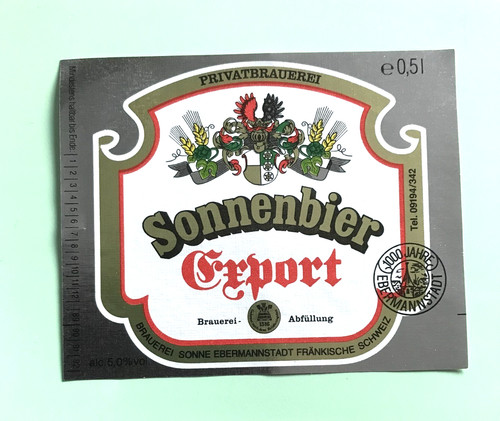 Bieretikett brauerei sonne - bieretikett,