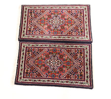 2x Handgeknüpfter Orientteppich Super Bidjar Auto Fußmatten 70 X 40 CM  Neu Top