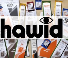 HAWID Zuschnitte Klemmtaschen 26 x 43 mm, glasklar, 50 Stück - blaue Verpackung