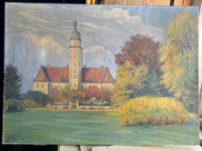 ::ÖLGEMÄLDE F. TITTMANN 1913 Wasserschloss Reinharz in Sachsen-Anhalt selten