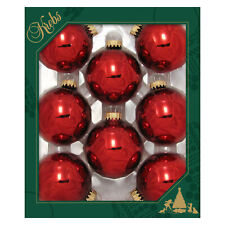 Krebs Glas Lauscha Weihnachtskugeln Rot glänzend 8 Stück/Set, Ø 7 cm Baumkugeln