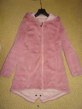 rosa Plüsch Teddy Wendemantel mit Kapuze Reißverschluss Taschen Gr. S - M 34 36
