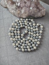 Perlenkette Mallorca Perle Weiße Graue Endlos geknotet Vintage