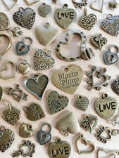 Herz Anhängerset ♥ Schmuckzubehör Basteln Deko Charms Vintage Bronze 10 Teile