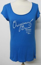 Damen T-Shirt, Blau, mit Aufdruck, Gr. M, von QS