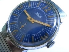 Vintage Herren Armbanduhr ZIM USSR   Handaufzug blau Zifferblatt