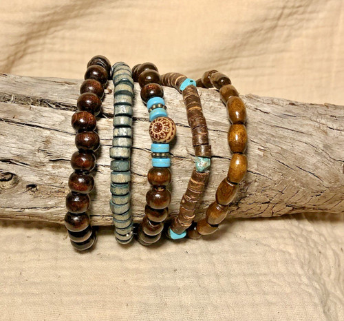 Armbänder 5er set holz - armbänder,