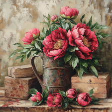 Wandbild Pfingstrosen