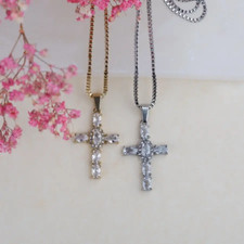 Kreuz Halskette Damen Zirkon
