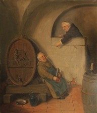 Altes Ölgemälde Mönche im