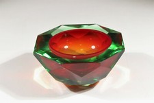 Heavy Murano Glass Flavio Poli Glas Schale Halbkugel Facettiert Bowl ca. 1960er 