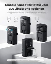 Anker Nano Reiseadapter Weltweit, Universal Reiseadapter mit 4X USB, 2X USB C