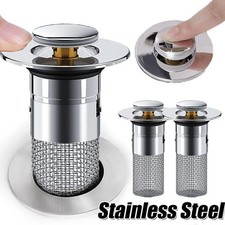 2 Stück Edelstahl Abflussstopfen Up Waschbeckenstöpsel Abflusssieb 34-40mm XY