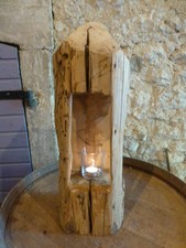 Windlicht Unikat aus altem Holzbalken Holz Deko Skulptur Laterne Alt 59 cm